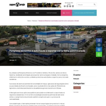 Pamplona Alimentos é autorizada a exportar carne suína para o Canadá – SuperVarejo