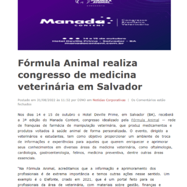 Fórmula Animal realiza congresso de medicina veterinária em Salvador – O Estado RJ