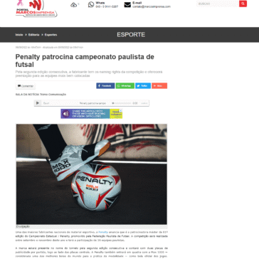 Penalty patrocina Campeonato Paulista de Futsal – Marcos Imprensa