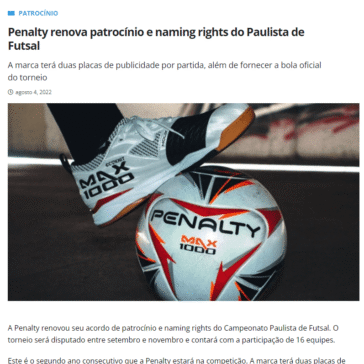 Penalty renova patrocínio e naming rights do Paulista de Futsal – Marketing Esportivo