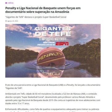 Penalty e Liga Nacional de Basquete unem forças em documentário sobre superação na Amazônia – Marketing Esportivo