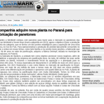 Companhia adquire nova planta no Paraná para fabricação de panetones