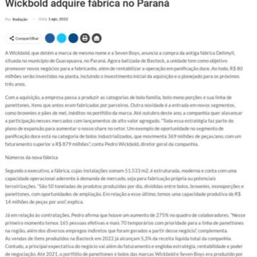 Wickbold adquire fábrica no Paraná