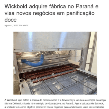 Wickbold adquire fábrica no Paraná e visa novos negócios em panificação doce