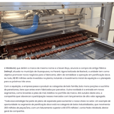 Wickbold adquire fábrica no Paraná e visa novos negócios em panificação doce