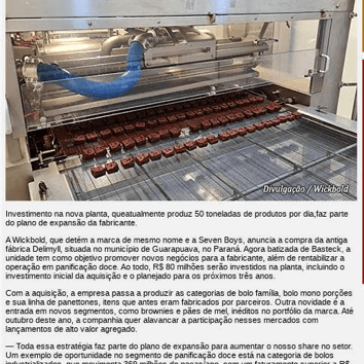 Wickbold adquire fábrica no Paraná e visa novos negócios em panificação doce