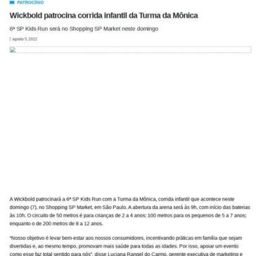 Wickbold patrocina corrida infantil da Turma da Mônica