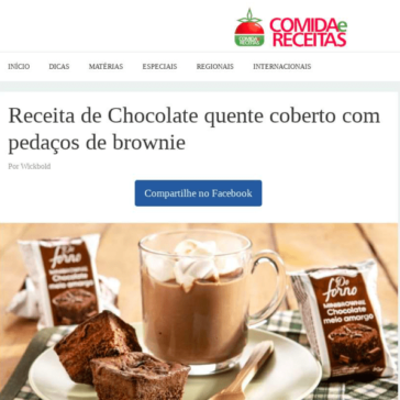 Receita de Chocolate quente coberto com pedaços de brownie