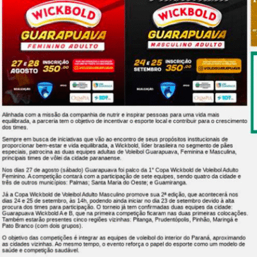Wickbold patrocina equipes feminina e masculina de vôlei de Guarapuava