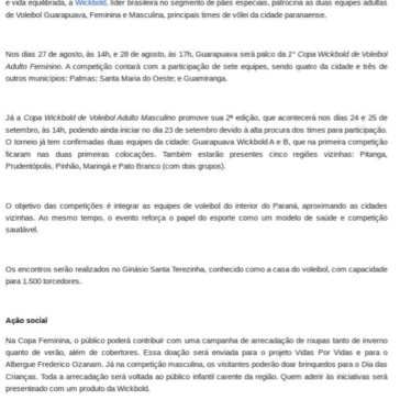 Wickbold patrocina equipes feminina e masculina de vôlei de Guarapuava