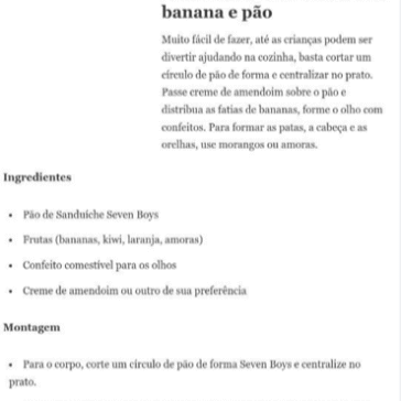 Receita de Ovelhinha com banana e pão
