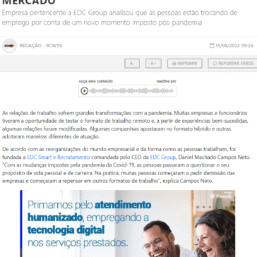 EDC SMART E RECRUTAMENTO CHEGA AO MERCADO – RCWTV