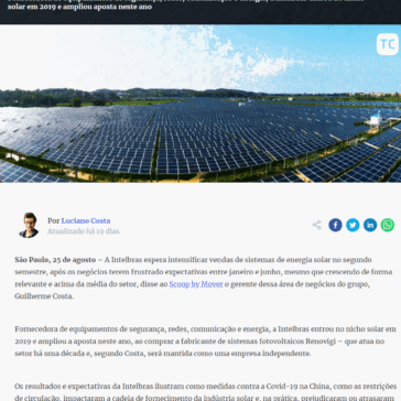 Intelbras espera salto em vendas de sistemas solares no 2º semestre, diz executivo – Mover