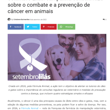 Setembro Lilás: campanha conscientiza sobre o combate e a prevenção de câncer em animais – Não Perde Não