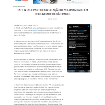Tate & Lyle participou de ação de voluntariado em comunidade de São Paulo – Broadcast