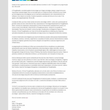 Thoughtworks reúne especialistas na edição 2022 da XConf – Channel 360