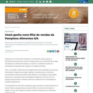 Ceará ganha nova filial de vendas da Pamplona Alimentos S/A – Suinocultura Industrial