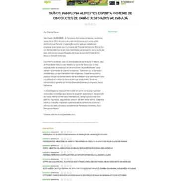 Suínos: Pamplona Alimentos exporta primeiro de cinco lotes de carne destinados ao Canadá-Agência Estado
