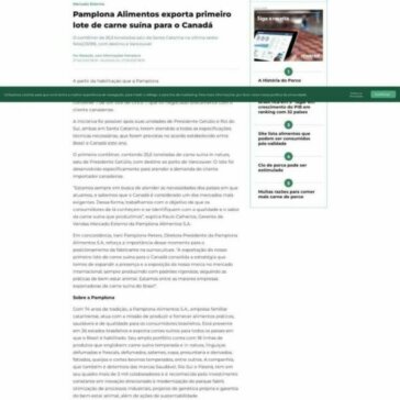 Pamplona Alimentos exporta primeiro lote de carne suína para o Canadá-Suinocultura Industrial