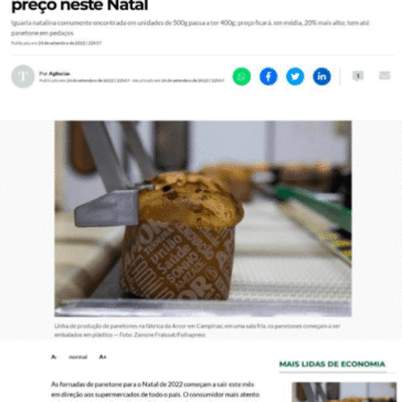 Panetone encolhe de tamanho e aumenta de preço neste Natal