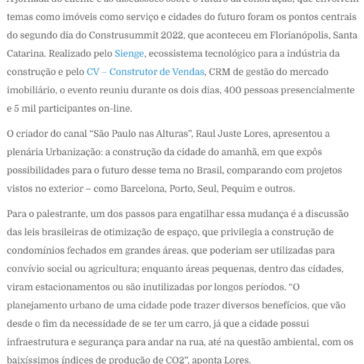 Construsummit 2022 reforça a importância da jornada do cliente e da inovação tecnológica para o futuro do setor da construção – Truck Brasil