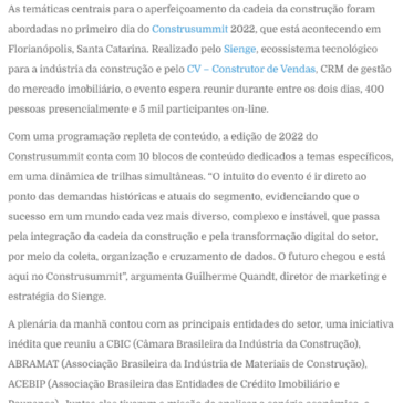 Construsummit 2022 debateu no primeiro dia a integração da cadeia na construção – Truck Brasil