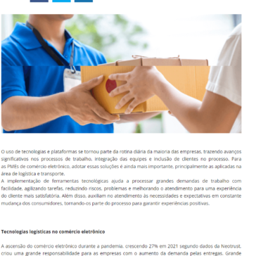 TECNOLOGIAS DE LOGÍSTICA AUXILIAM PMES A TEREM MAIS CONTROLE DAS ENTREGAS – Revista Varejo Brasil