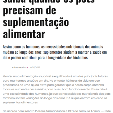 Nutrição além da ração: saiba quando os pets precisam de suplementação alimentar – Afina Menina