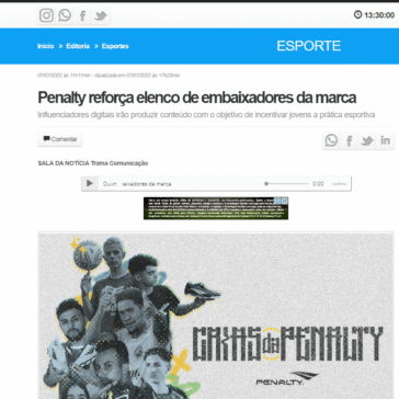 Penalty reforça elenco de embaixadores da marca – Portal AB Notícias News