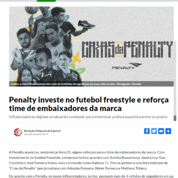 Penalty investe no futebol freestyle e reforça time de embaixadores da marca – Máquina do Esporte