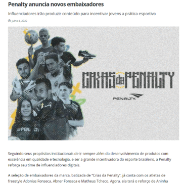 Penalty anuncia novos embaixadores – Marketing Esportivo