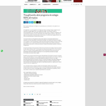 Thoughtworks abre programa de estágio 100% afirmativo – Channel 360