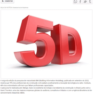 70% dos profissionais da construção civil se veem trabalhando com tecnologias 5D nos próximos anos, aponta pesquisa – Sala da Notícia