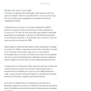 Penalty e NBB abrem votação para concurso ‘A Bola do Jogo’ – Agência Estado