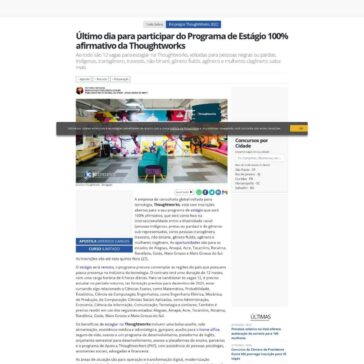Último dia para participar do Programa de Estágio 100% afirmativo da Thoughtworks – JC Concursos