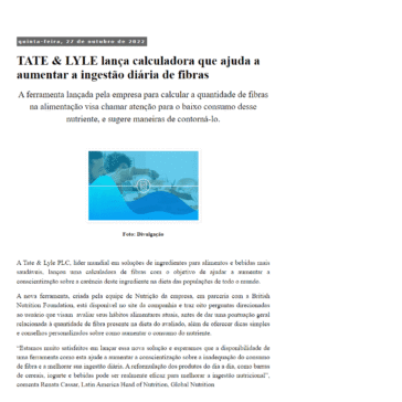 TATE & LYLE lança calculadora que ajuda a aumentar a ingestão diária de fibras – Revista Indústria de Bebidas