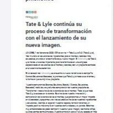 Tate & Lyle continúa su proceso de transformación con el lanzamiento de su nueva imagen – Quadratin