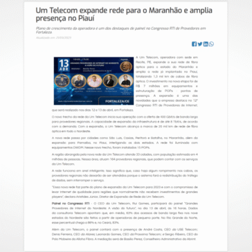 Um Telecom expande rede para o Maranhão e amplia presença no Piauí – RTI