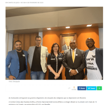 CUFA, Frente Nacional Antirracista e Unegro Brasil se reúnem com mais de 10 ministros, para tratar da situação dos Yanomami – ABCD Real