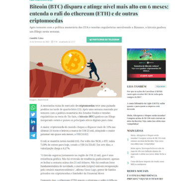 Bitcoin (BTC) dispara e atinge nível mais alto em 6 meses; entenda o rali do ethereum (ETH) e de outras criptomoedas – Seu dinheiro
