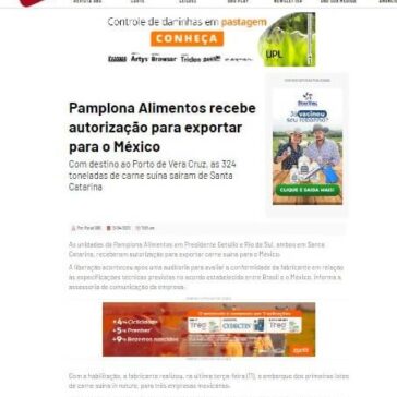 Pamplona Alimentos recebe autorização para exportar para o México	Portal DBO