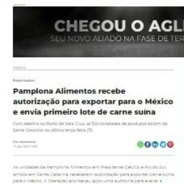 Pamplona Alimentos recebe autorização para exportar para o México e envia primeiro lote de carne suína – Suinocultura Industrial