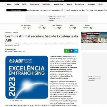 Fórmula Animal recebe o Selo de Excelência da ABF – Jornal de Uberaba