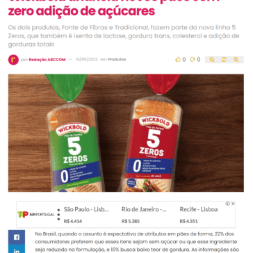 Wickbold anuncia novos pães com zero adição de açúcares – Abc da Comunicação