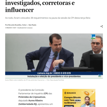CPI das Pirâmides de Criptoativos votará convocações e convites de investigados, corretoras e influencer
