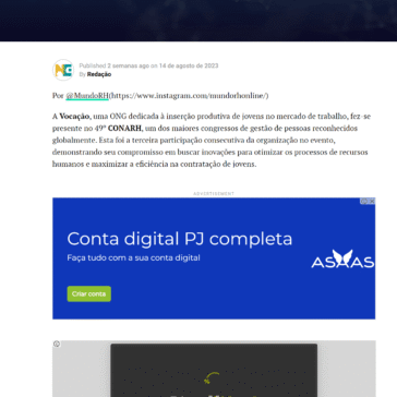 A Conquista da Vocação na Inclusão de Jovens no Mercado de Trabalho- Notícias de emprego