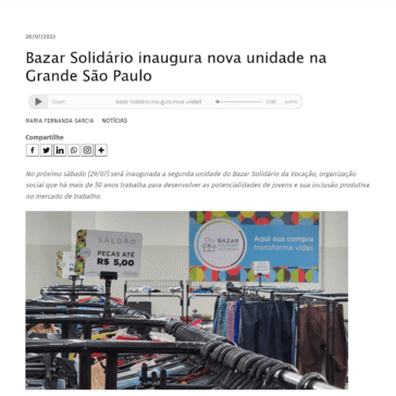 Bazar Solidário inaugura nova unidade na Grande São Paulo – Observatório do 3° Setor