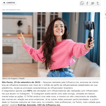 Pesquisa revela o perfil dos influenciadores brasileiros – Sala da Notícia