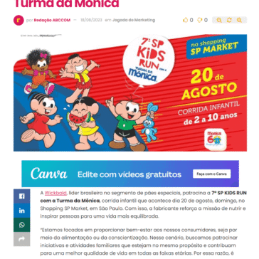 Wickbold patrocina corrida infantil da Turma da Mônica – Abc da Comunicação