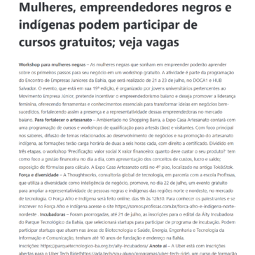 Mulheres, empreendedores negros e indígenas podem participar de cursos gratuitos; veja vagas – Diaadianordeste